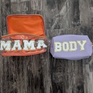 Mama Clear Cosmetic Pouch & Lilac 'BODY' Makeup Bag Set